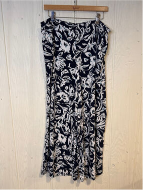 Women's Nordstrom Rack Navy White Floral Wide Leg Pants XL